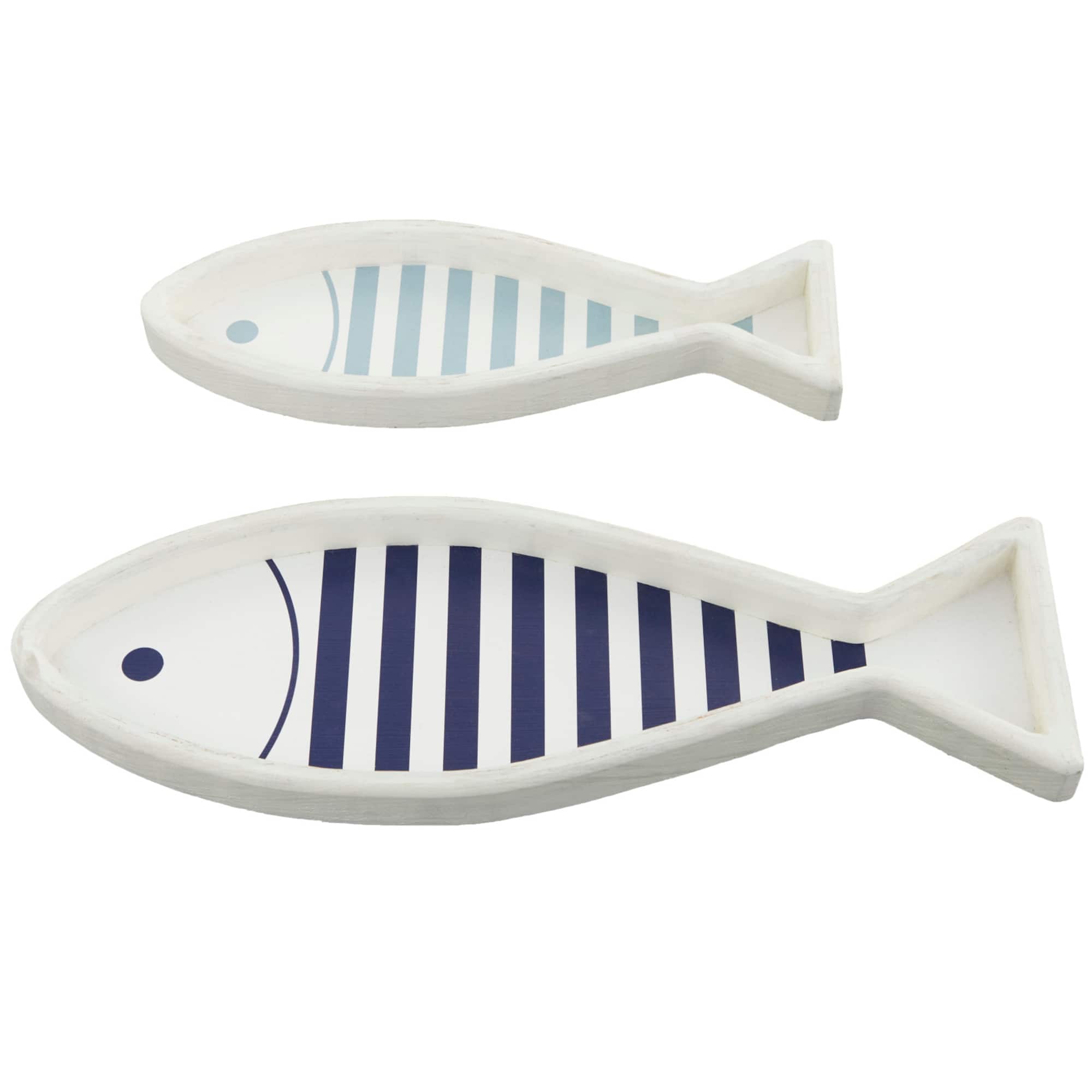 White Wood Fish Tray Set